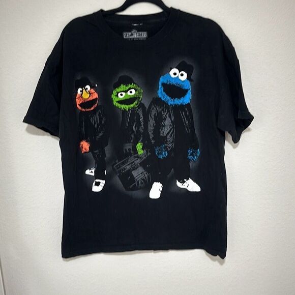 Sesame Street Other - Sesame Street Run DMC Mens Black Short Sleeve Cotton Graphic T-Shirt Size Large